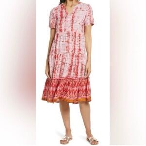 Beachlunchlounge Pink and Red Tie-Dye Dress
